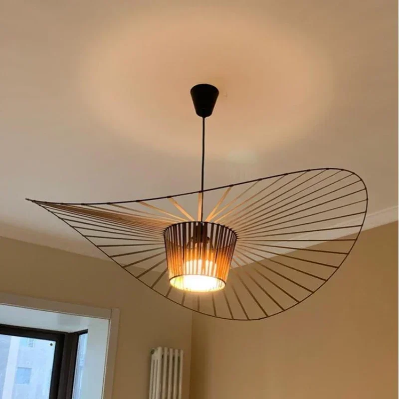 Nordic Modern Designer Artistic Creativity Straw Hat LED Chandelier Retro Bedroom Dining Room Indoor Decoration Lighting Fixture Led Chandelier Ceiling Chandelier