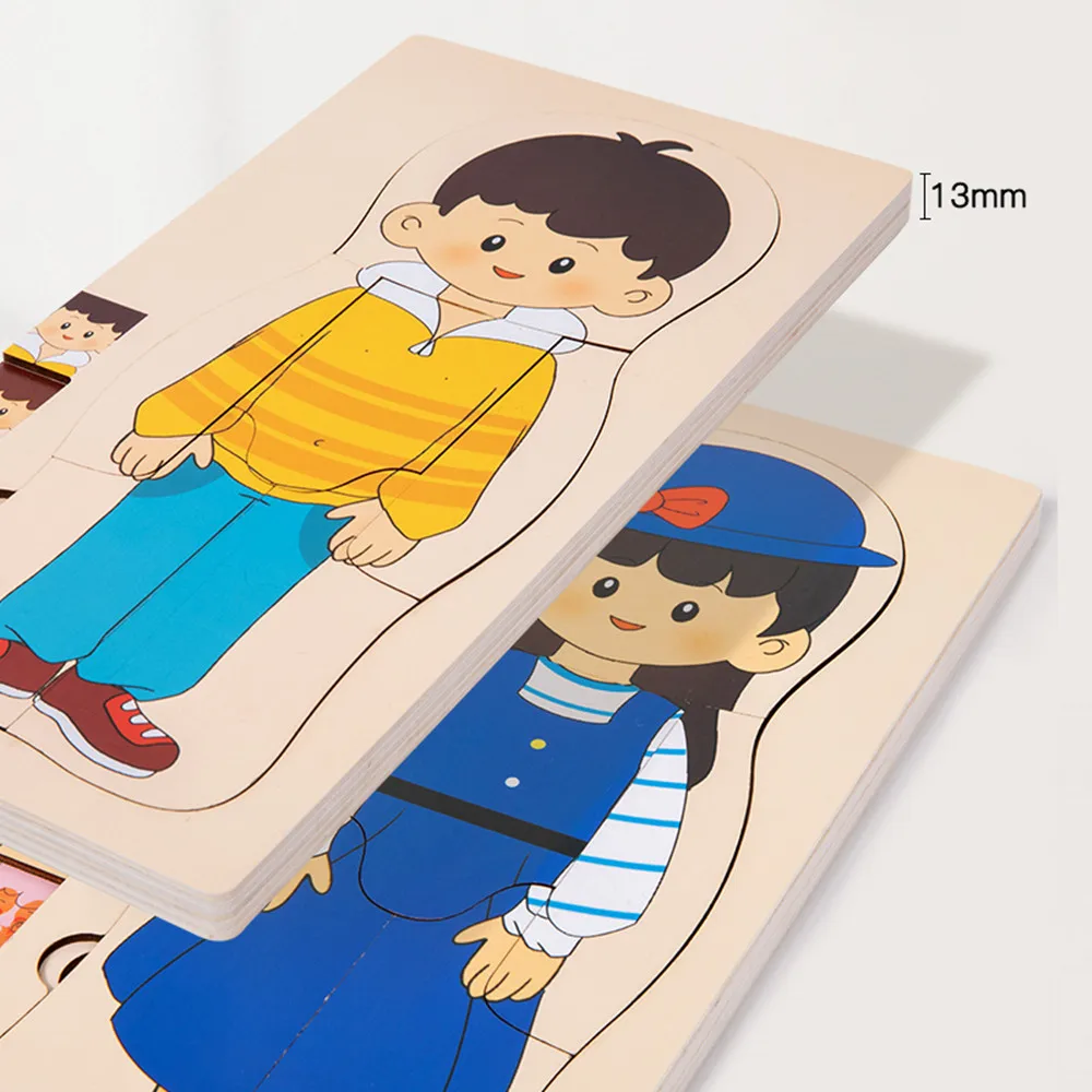 Wooden Jigsaw Puzzles Jigsaw Puzzles Wooden Puzzle Toys Educational Puzzles Wooden Human Body Puzzle Montessori Boys Girls Multi-Layer Body Structure Puzzle Cognitive Teaching Aids Learning Toys For Child
