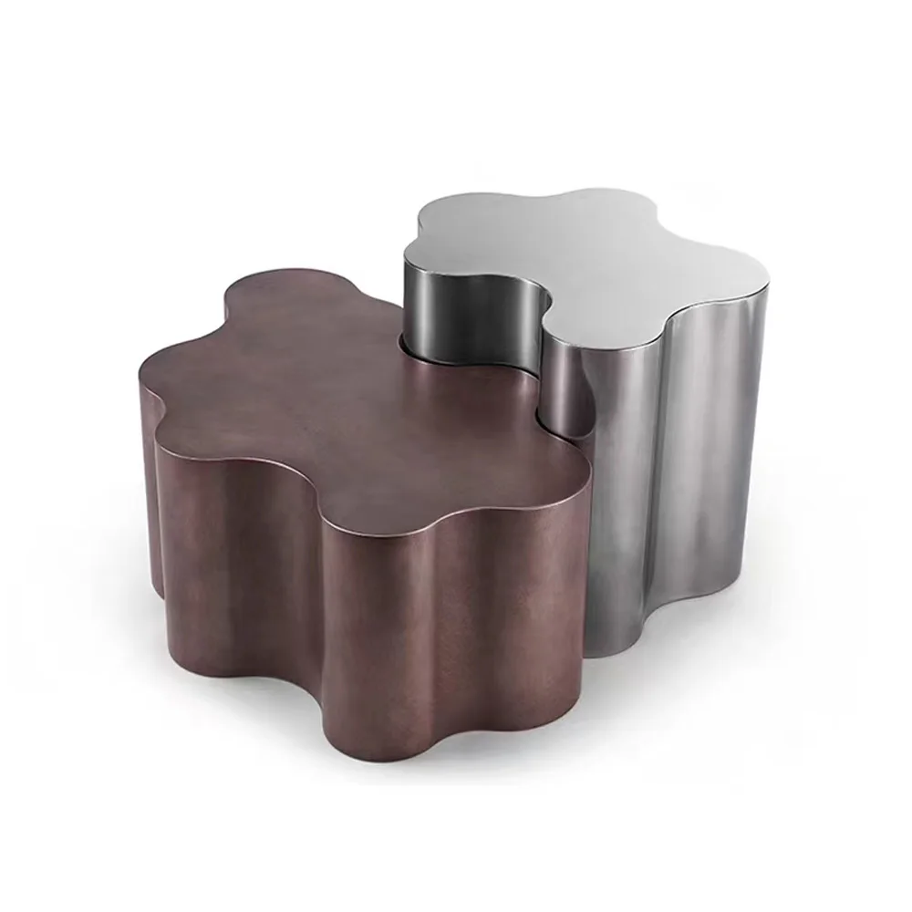 

Modern Special-Shaped Stainless Steel Tea Table Designer Small Apartment Living Room Metal Creative Combination Tea Table