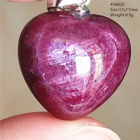 Collier Pendentif Cœur en Rubis Rouge Naturel Roulé pour Femme et Homme, Bijou Tendance en Pierre Précieuse Rubis Rouge Étoilé, Perles de Pierre AAAAAA 3