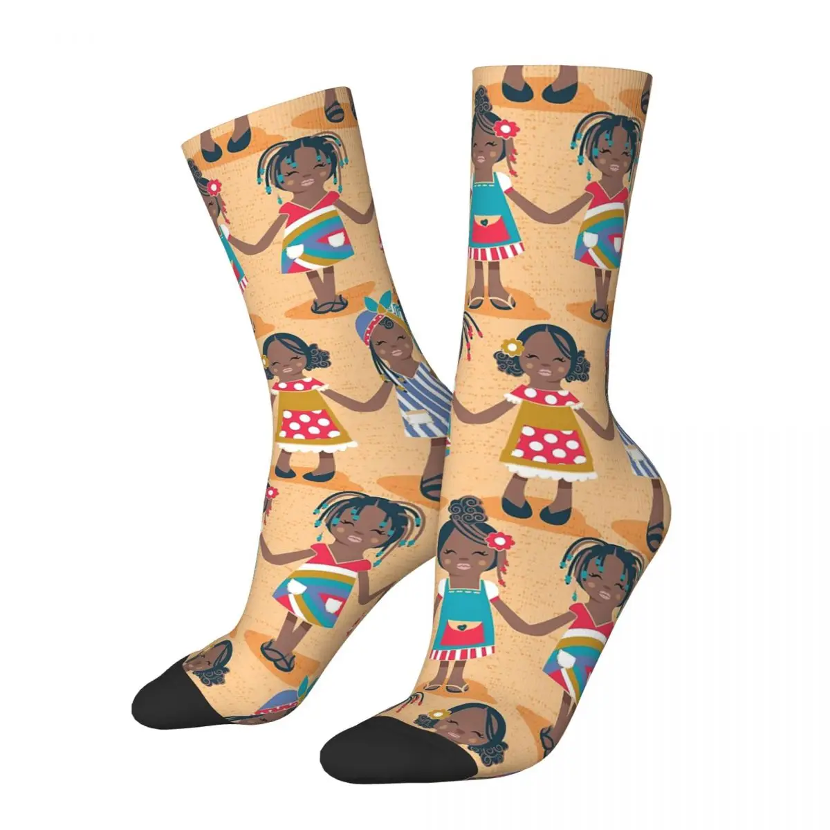 

Fashion Male Men Socks Casual Cartoon Black African Girl Sock High Quality Women Socks Spring Summer Autumn Winter