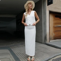 Women's Summer Fashion Vest and Skirt Set - XL (WHITE)