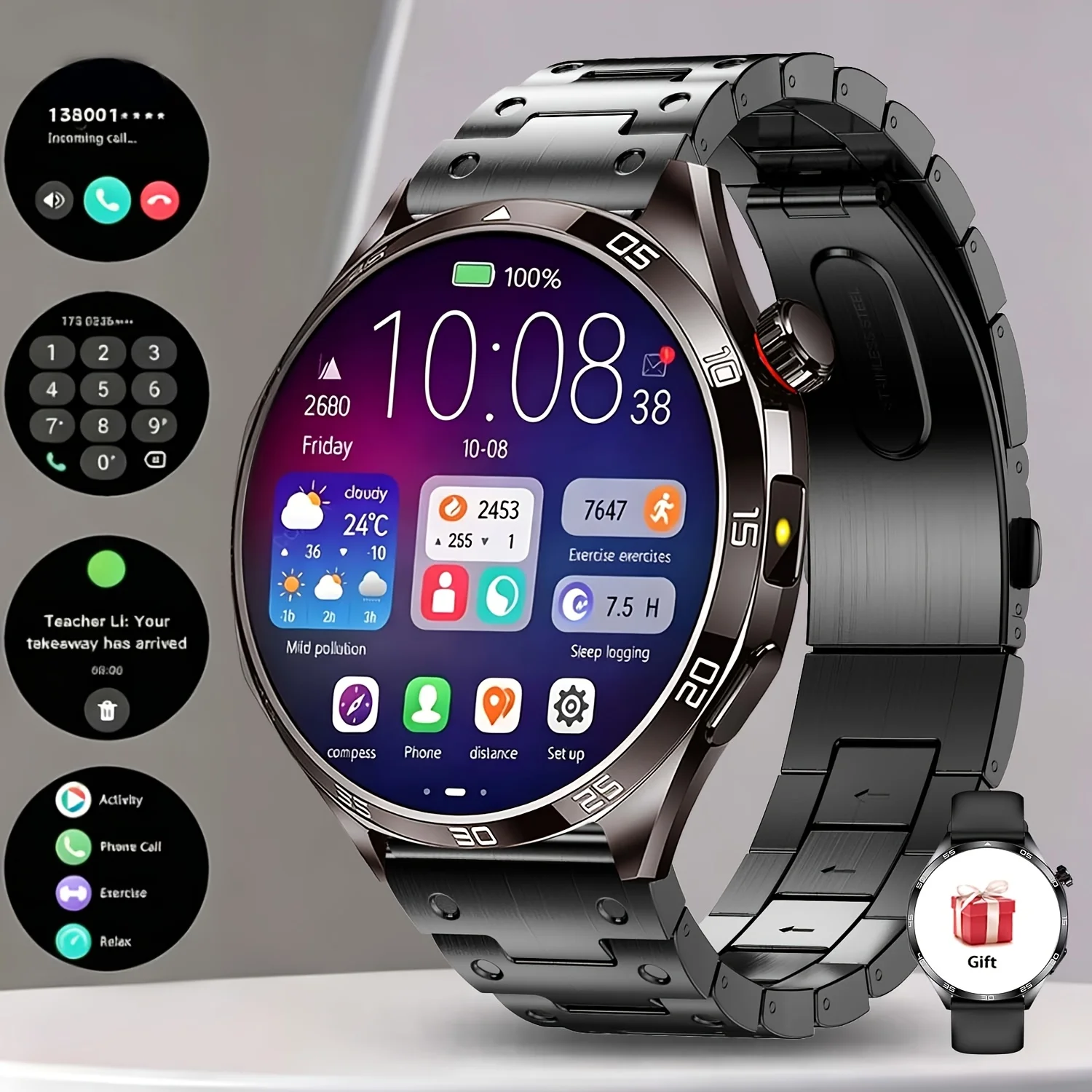 Latest Smartwatch Model, Premium Quality, with a 1.5-inch Touchscreen and Stylish Polka-dot Strap. Features Multiple Functions