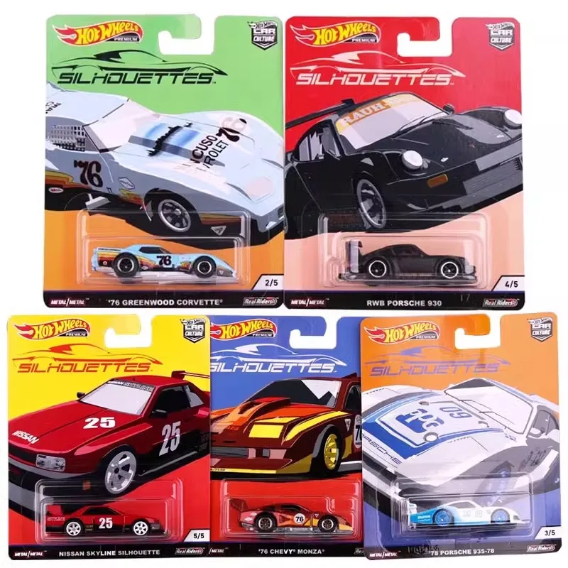 

HOT WHEELS 2019 Car Culture Series Silhouettes Set 76 Chevy Monza 76 Greenwood Corvette RWB Porsche 930 1/64 Scale Die-Cast Car