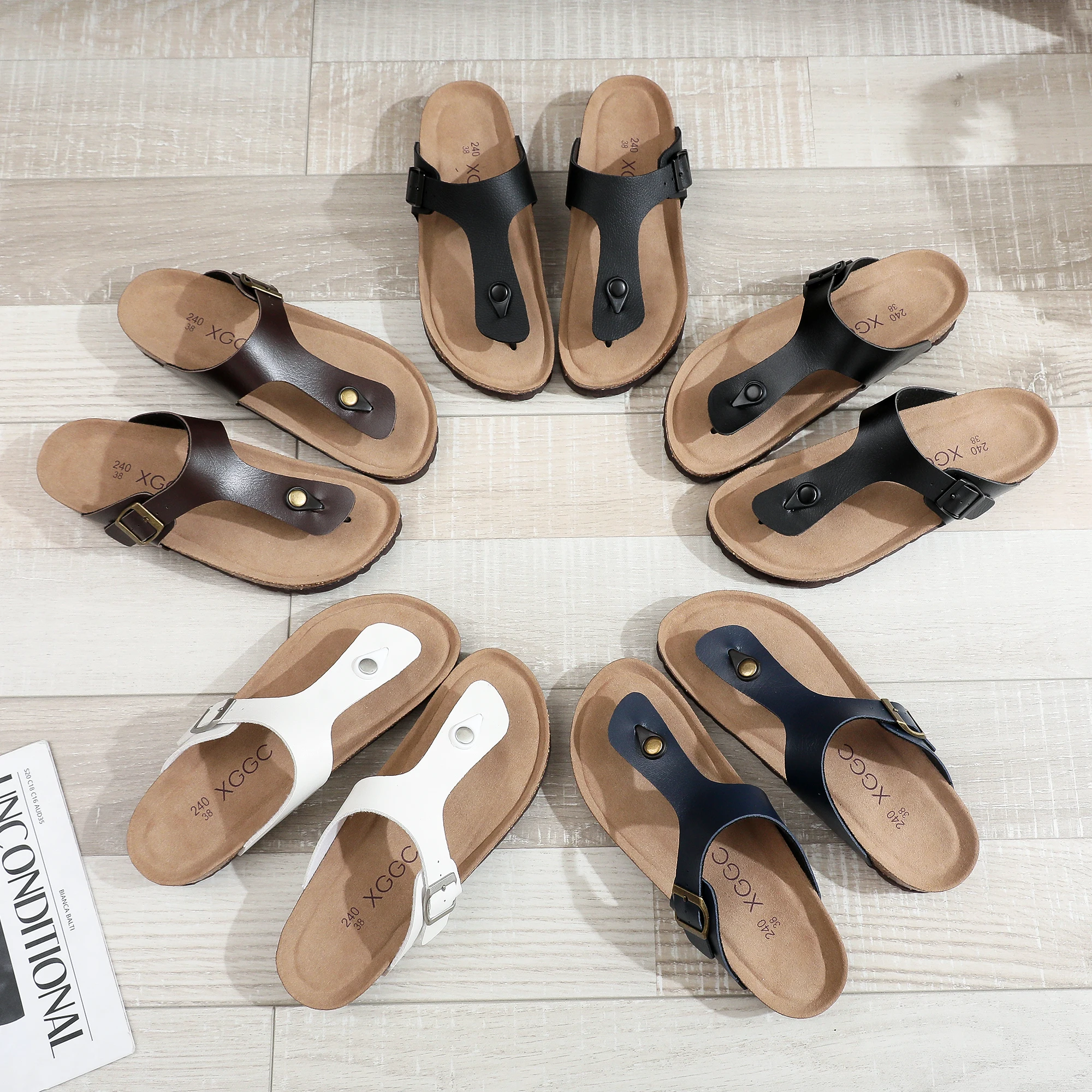 Fashion Cork Sandals Outdoor Classic Design Flip Flop Beach Flats Comfy Non Slip Casual Durable Slippers