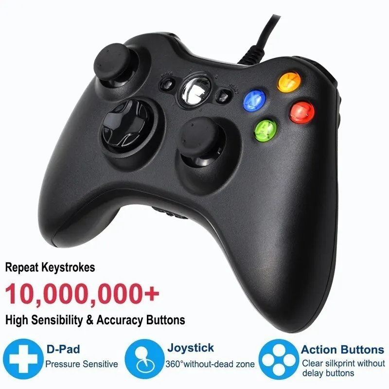 Wired Game Controller for Xbox 360 with Dual-Vibration Joystic Compatible with Xbox 360/360 Slim&PC Windows 7,8,10,11 - 5