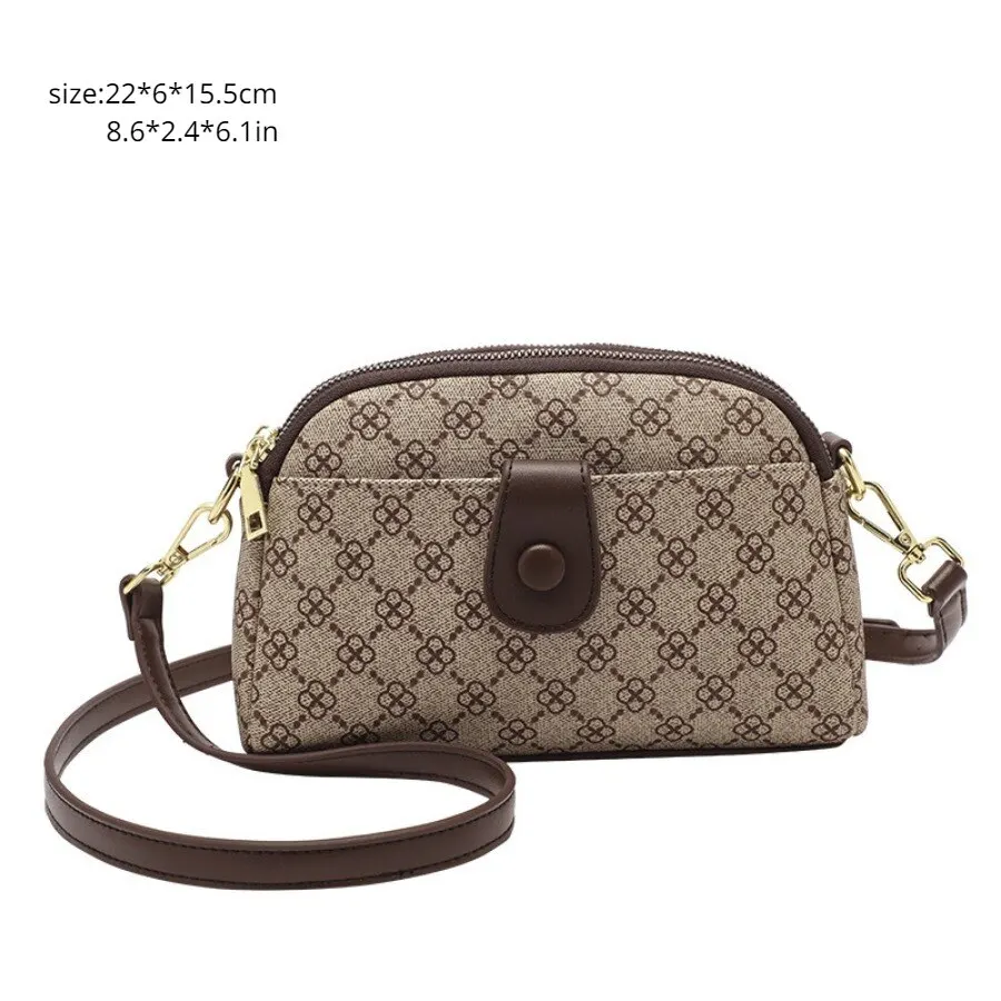 Women's Shoulder Shell Bag Retro Lightweight Pu Messenger Bag Crossbody Classic Patten Fashion Daily Use
