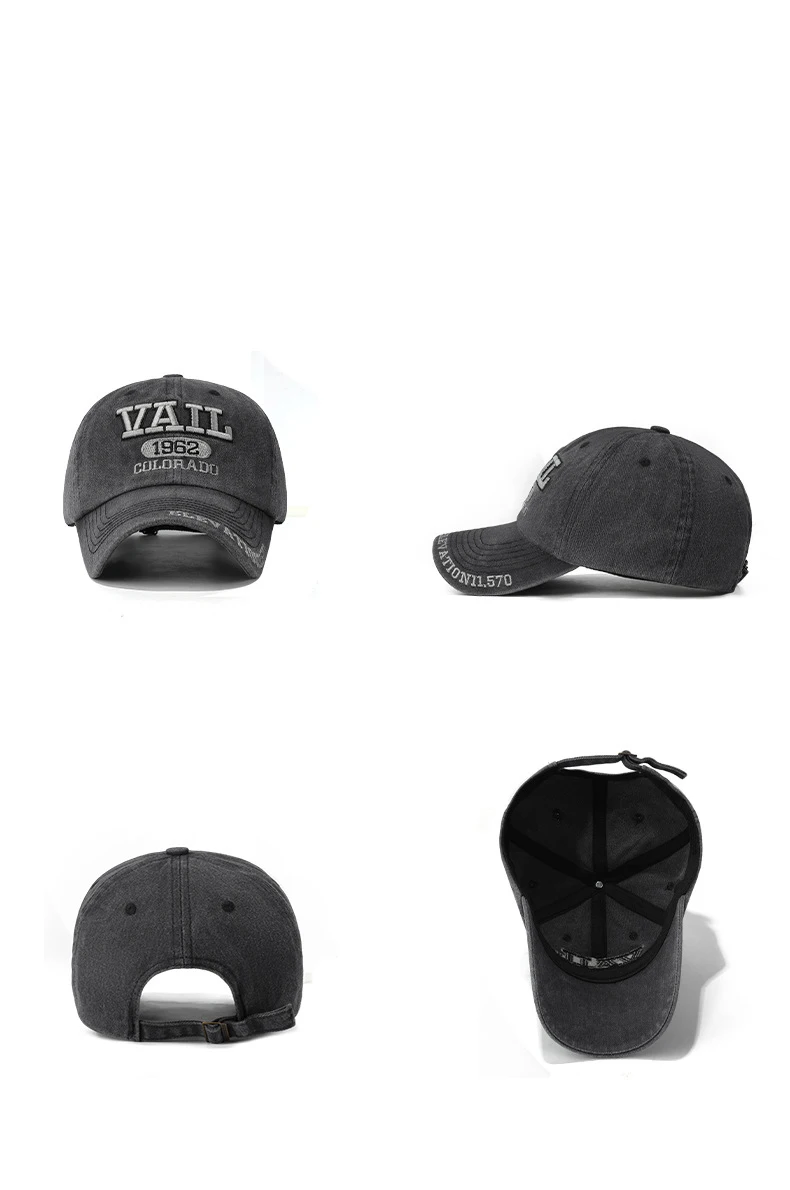 Vier-Jahreszeiten-Baseballkappe aus gewaschener Baumwolle, modischer verwaschener Look, bestickte Schirmmütze, europäischer und amerikanischer Stil, im Ausland beliebt. – Detail 11