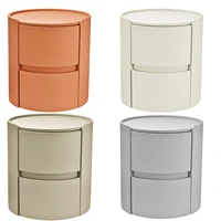 Круглая прикроватная тумбочка, современный ночной столик из массива дерева, шкаф для хранения с 2 ящиками для дома, офиса, спальни