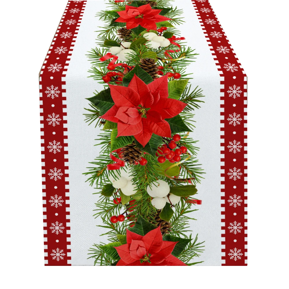 Christmas Style Table Runner Wedding Decoration Tablecloth Christmas Tree Print Decor New Year Gift Party Christmas Table Runner
