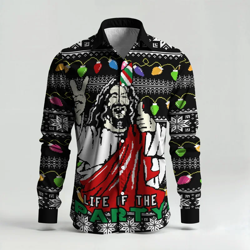 Christmas Printed Men's Shirt Set Two Piece Gingerbread Snowman_voghion.com
