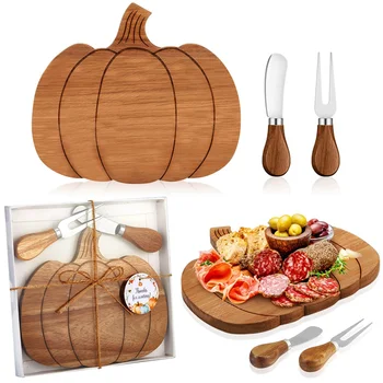 Pumpkin Wood Cheese Board Set 1