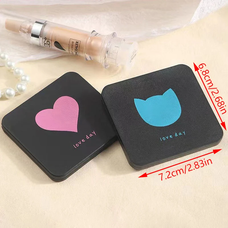 2-Face Makeup Mirror Square Portable Cute Girl'S Gift Hand Mini Mirror Pocket Double-Sided Makeup Compact Multiple Colors