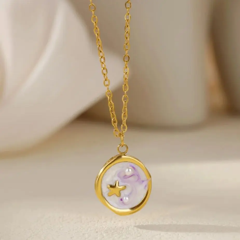 Starfish Round Stainless Steel Necklace For Women