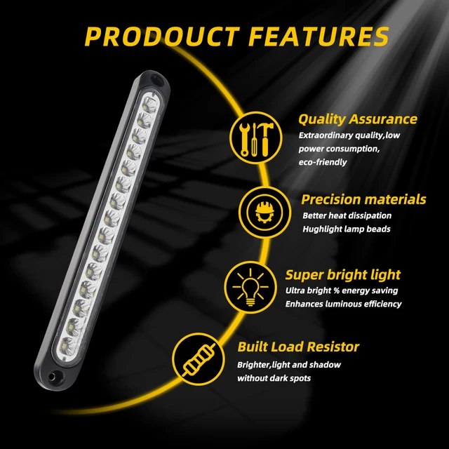 2 Barre Luminose LED Per Auto, 15 LED, 12-24V, Impermeabili IP67, Effetti Dinamici Per Freni E Luci Diurne - Foto 5