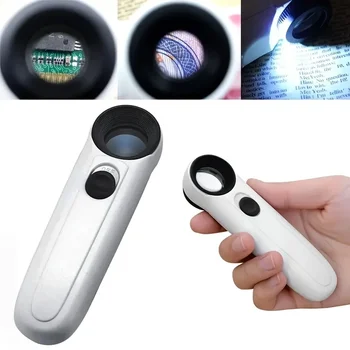 40X Handheld Jewelry Loupe with LED Lights Magnifier for Diamond Gemstone Jade Identification HD Magnifying Glass