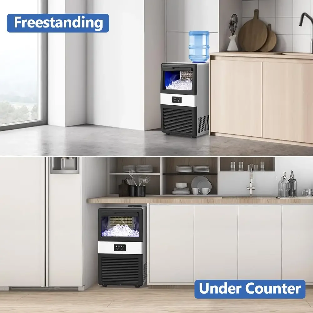 Ice Maker Machine, 70 LBS/24H Under Counter Large Ice Machine w/ 10 LBS Capacity Ice Storage Bin, 2 Water Inlet Modes 6