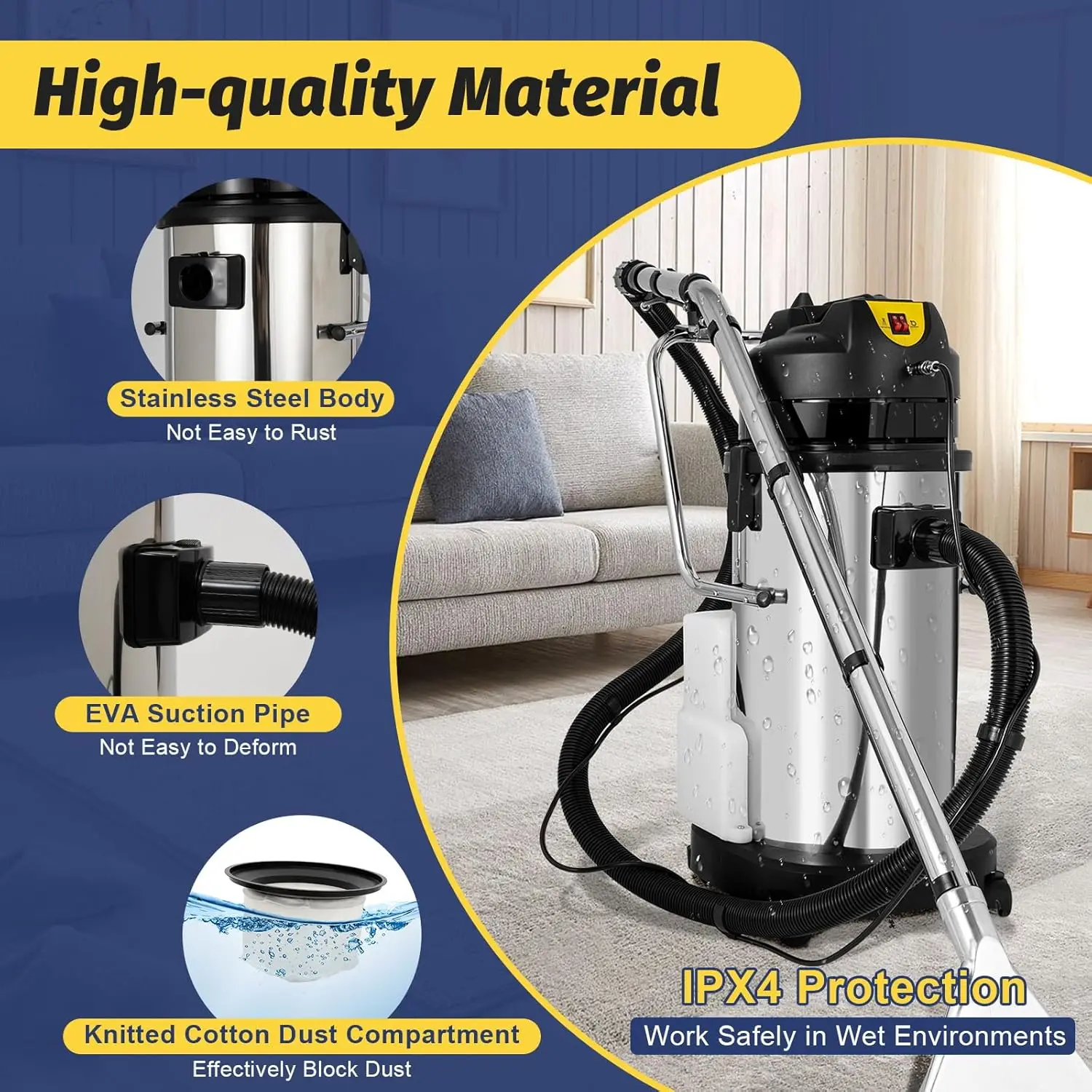 Carpet Cleaner Machine, 40 L Professional Carpet Cleaning Machine, Industrial Steam Cleaner Deep Rug Cleaner Washing 4