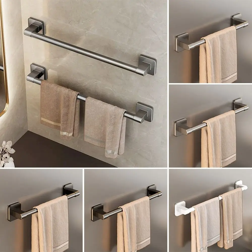 Towel Holder Aluminum Alloy No Drilling Bathroom Organizers Self-adhesive Towel Bar Bathroom Shelves Kitchen Storage Rack