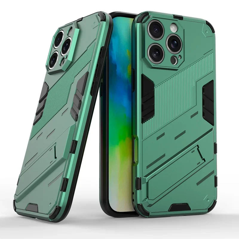 Enhanced Shockproof Armor Phone Case with Holder and Hard Bumper Cover