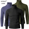 Autumn Men's Long Sleeve Knitted Sweater Winter Warm Turtleneck Pullovers Breathable Streetwear Solid Color Knitted Sweater Men 1