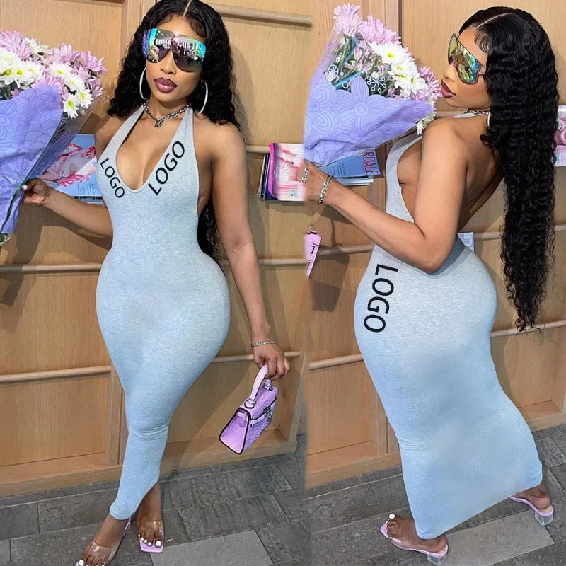 

Custom logo New Vacation Women's Casual Dress Back Casual Strap Dress Women's Tight Fit Mini Dress Sexy Party