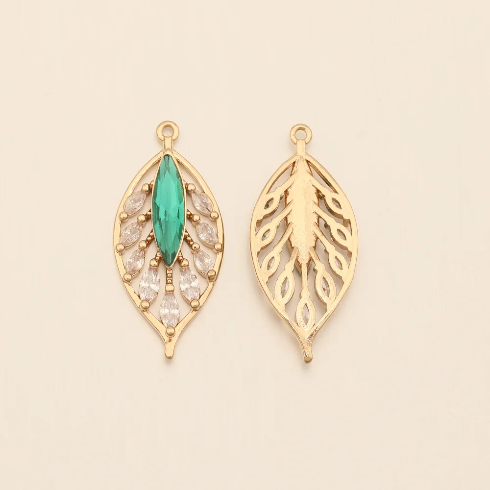 Cordial Design 14*31MM 40Pcs CZ Charms/Leaf Shape/Hand Made/DIY Jewelry Making/Jewelry Findings & Components/Rhinestone Pendant 11 Cordial Design 14*31MM 40Pcs CZ Charms/Leaf Shape/Hand Made/DIY Jewelry Making/Jewelry Findings & Components/Rhinestone Pendant - cordial