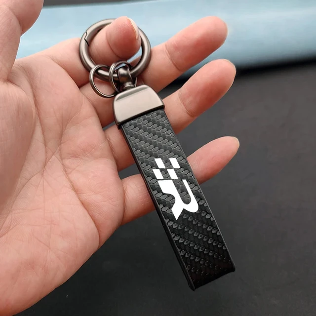 Leather Carbon Fiber Car Keychain Zinc Alloy Keyrings For Seat