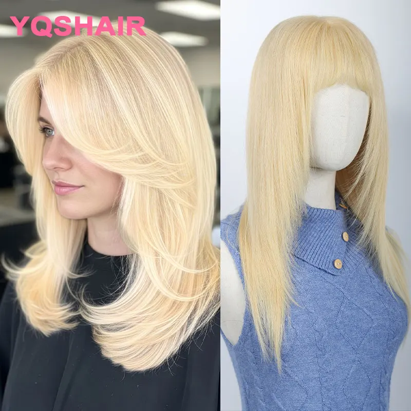 소프트 글루리스 24'' 실키 스트레이트 613    금발 6x6 실크 베이스 유대인용 100% 인모 가발 베이비 헤어 유럽산 모발 프리플럭킹 처리됨