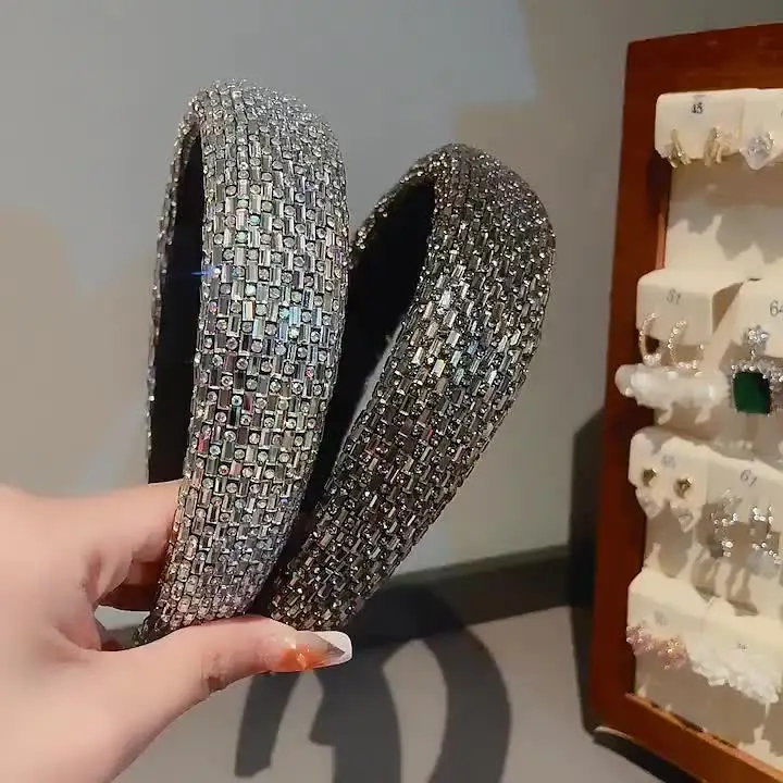 Fascia Per Capelli Con Perle In Spugna – Accessorio Cristallo Barocco Per Donna – Cerchietto Elegante Per Trucco, Feste E Matrimoni - copertina