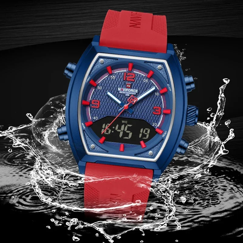 NAVIFORCE Men's Military Sports Watch - Dual Time Display, Water Resistant Outdoors Wristwatch