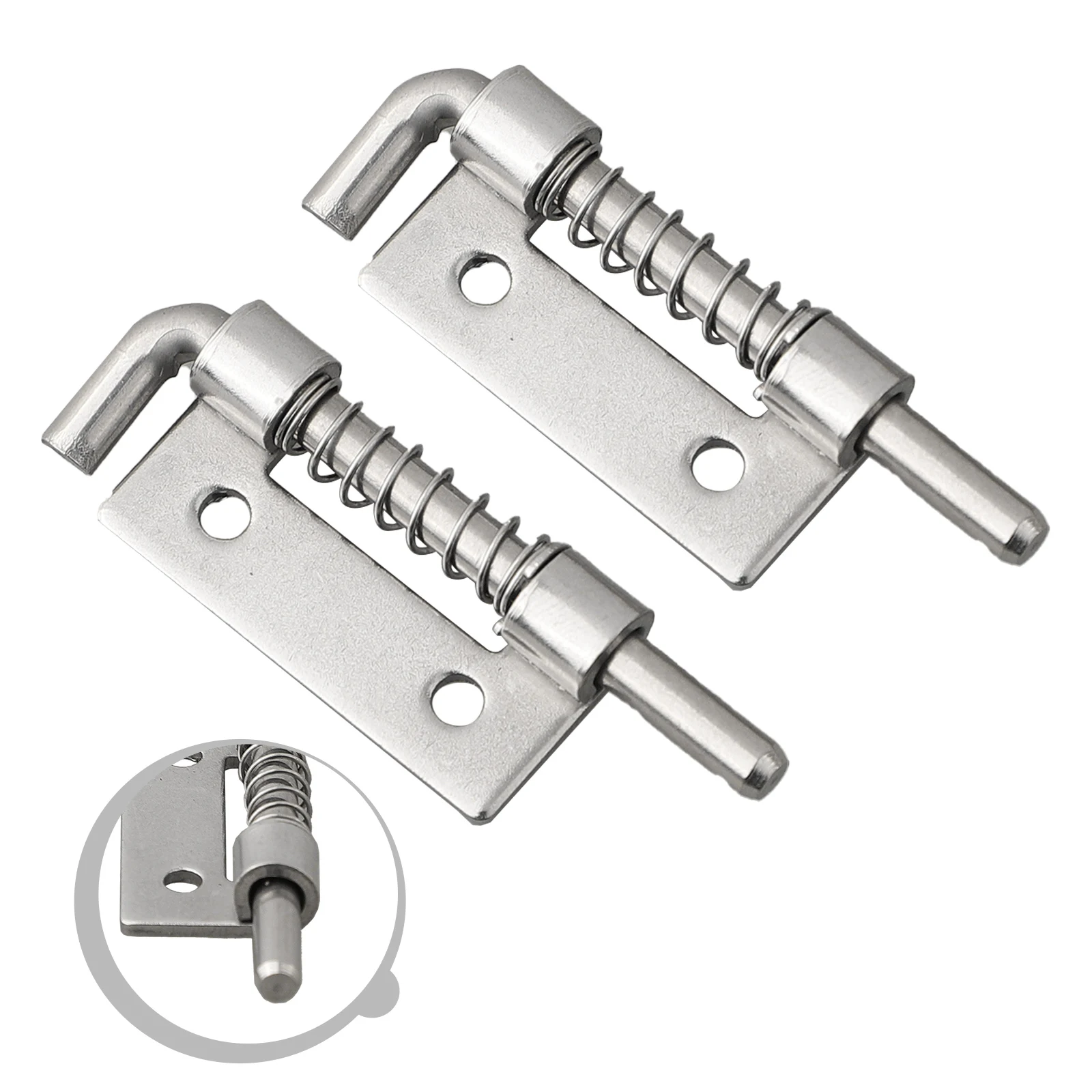 Description Picture 4 of item2pcs Spring Loaded Latches 304 Stainless Steel Security Bolt Latch Hasp Staple Gate Safety Lock Latch Door Cabinet Hinges
