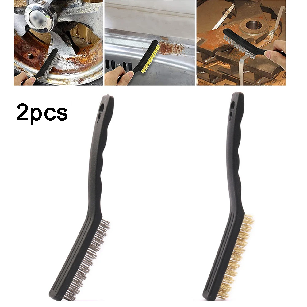 2pcs Wire Brush Set Brass & Steel Brushes Rust Remover Cleaning