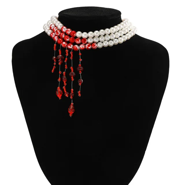 Fake Pearls XINHUADSH Women Necklace Faux Crystal Horror Dripping