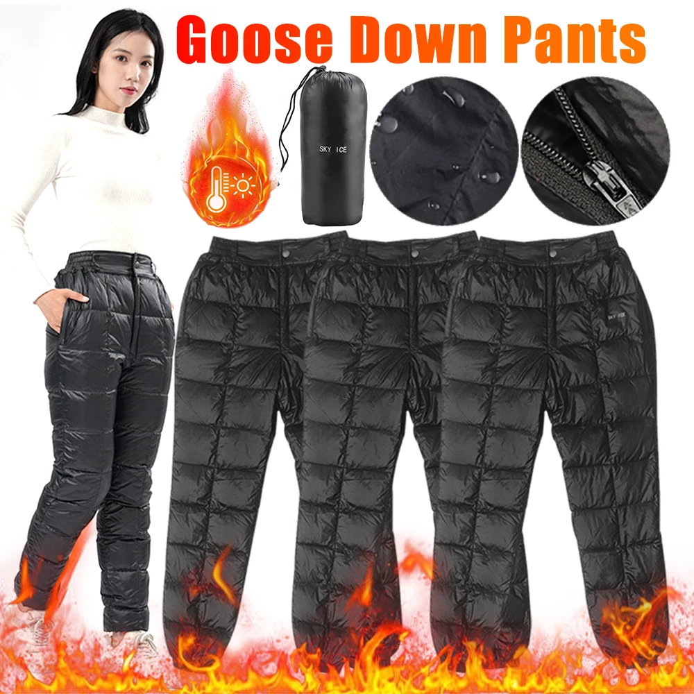 Winter Thermal Trousers Down Pants Goose Down Trekking Pants Cold Resistant Waterproof Compression Snow Trousers Women Men