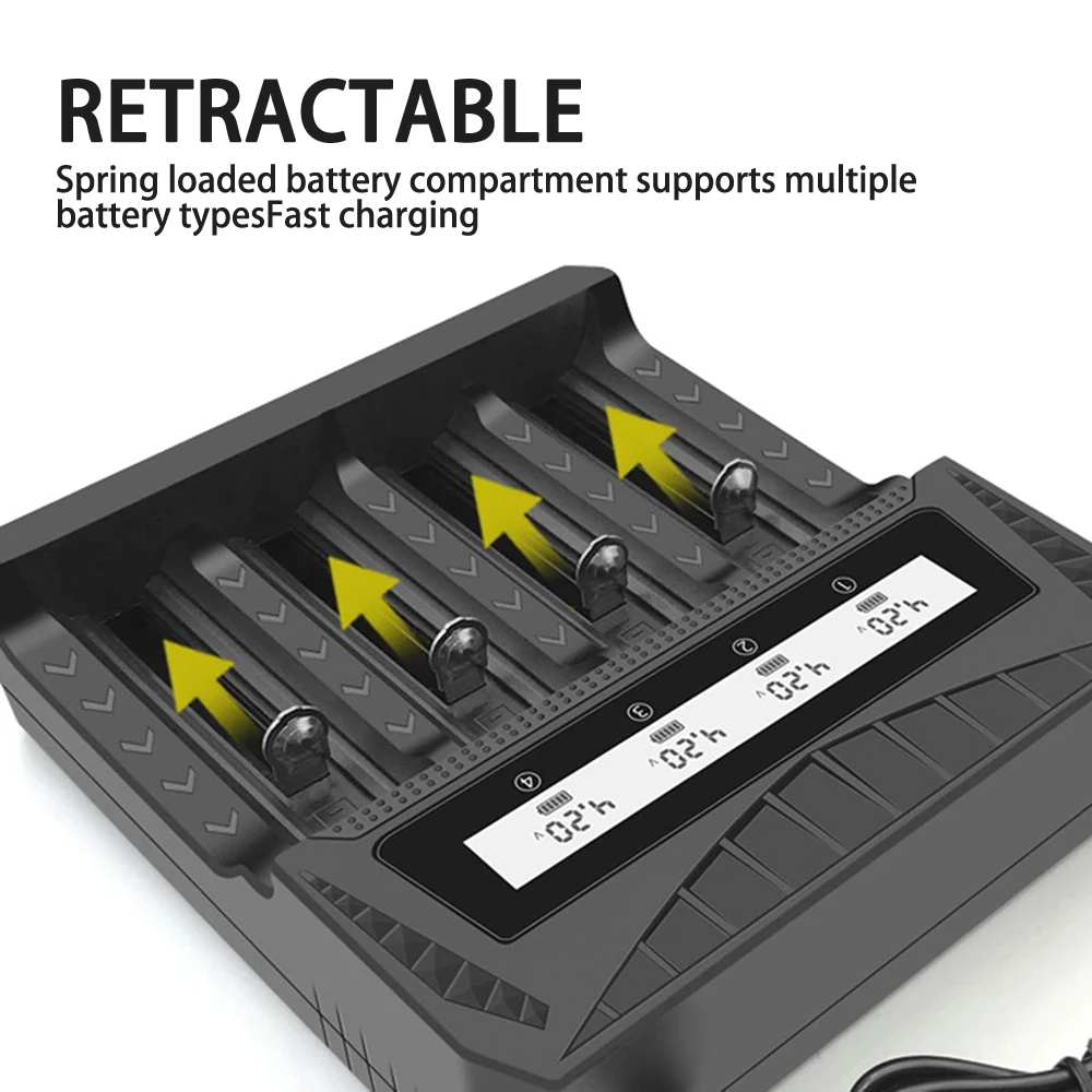 Battery Charger 1 2 4 Slot Intelligent LCD Screen 18650 4.2V Rechargeable For 1.2V NI-MH AA / AAA