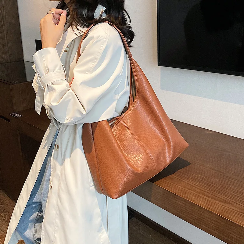 

Fashion Leather Tote Bag for Women 2024 Tend Female Simple Large High Capacity Shoulder Bag Big Handbags and Purses