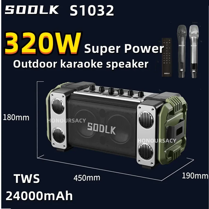 

SODLK 320W High Power Portable Outdoor Bluetooth Speaker TWS Heavy Bass Audio Wireless Party Box Subwoofer Sound System stereo