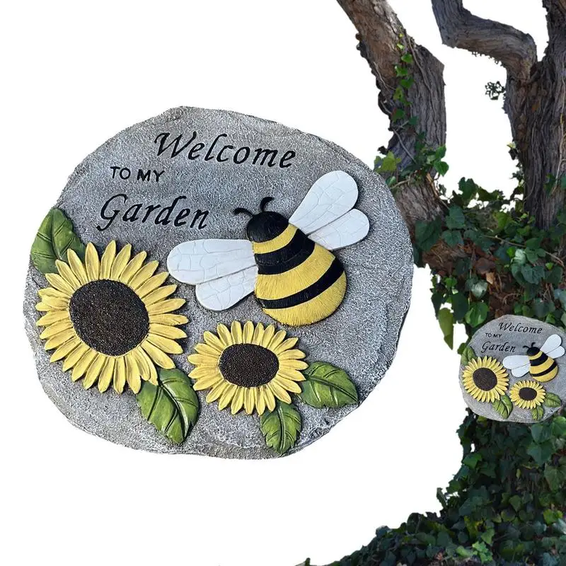 

Bee Garden Stone Bee And Sunflower Stepping Stone Exquisite Creative Lovely Resin Welcome To My Garden Stone For Yard Lawn Patio