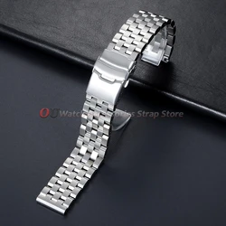 Solid Stainless Steel Watch Strap Bracelet - Men's Business Metal Watchband Replacement - 22mm (Silver - Thin Buckle)