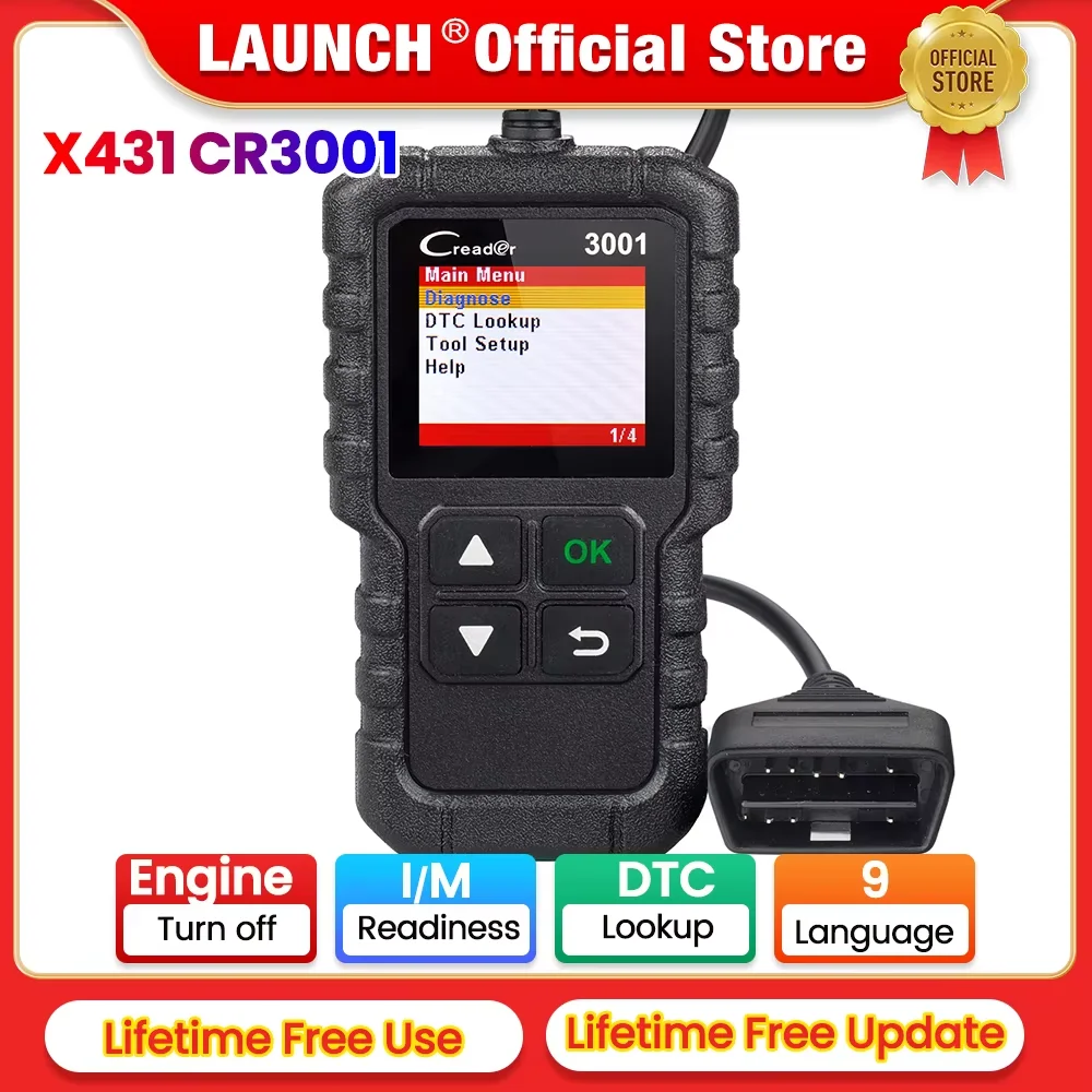 LAUNCH – X431 CR3001 outils de Diagnostic automobile, lecteur de Code automobile professionnel, vérification du moteur, mise à jour gratuite, OBD2, pk ELM327