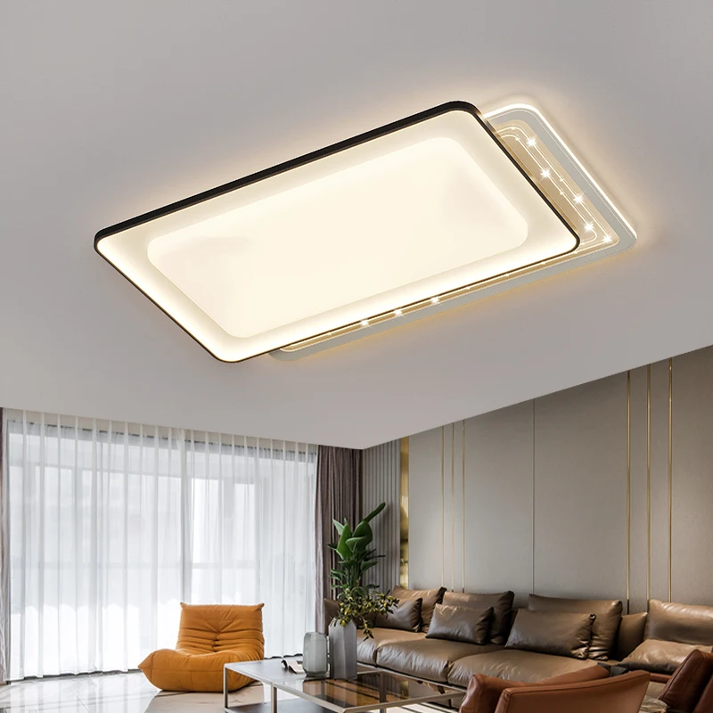 

Люстры для гостиной полного спектра, Современные Простые черно-белые креативные потолочные лампы, лампы для всего дома с умным пакетом