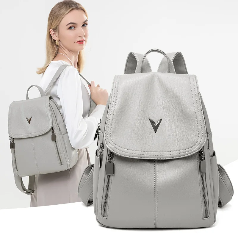 

Leather Women Backpacks Ladies Travel Bagpack Girl's School Bags Female Backpacks