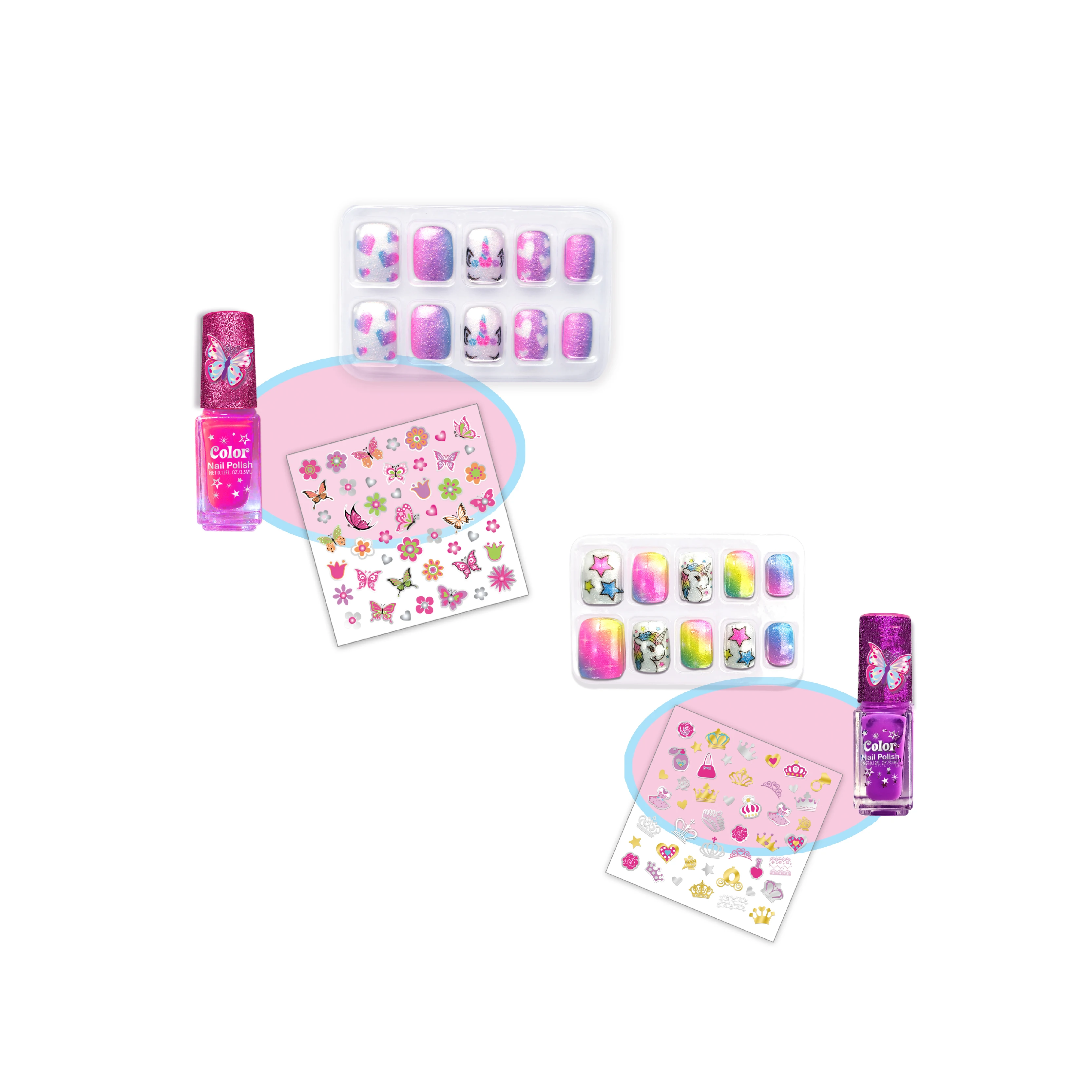 2024 Kids Makeup Set Butterfly Nail Playing Set Press on nail Set Stickers Nail Polish Art Kids Toys 4