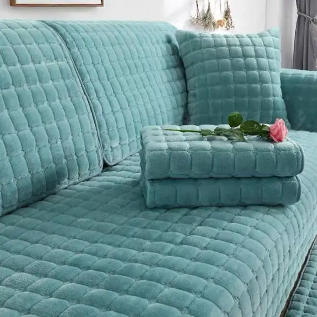 Luxurious Velvet Plush Non-Slip Sofa Cover with Armrest and Back Towel