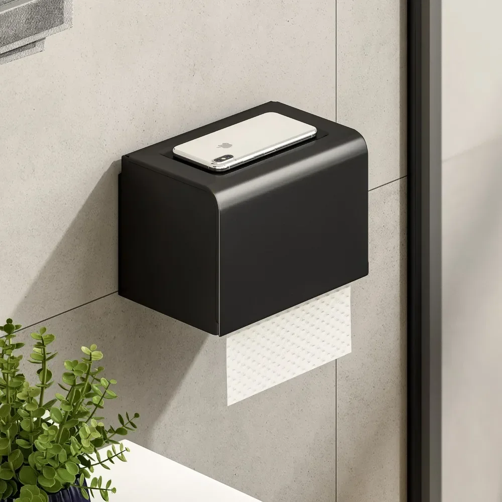 Bath Hardware Sets Towel Rack Shower Bar Rail Holder Double Shelves Hooks Hanger Paper Tray Toilet Brush Holders Black Aluminum