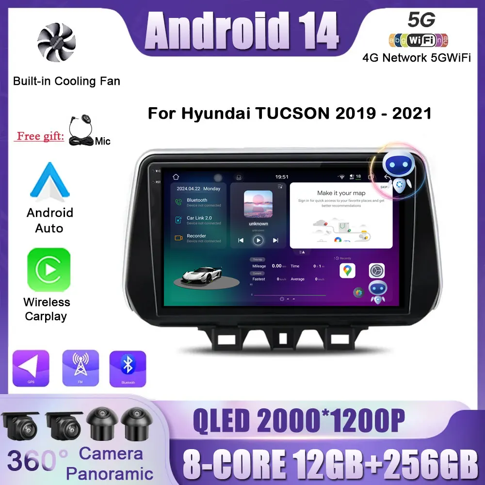 For-Hyundai-TUCSON-2019-2020-2021-Android-14-Wireless-Carplay-Car-Radio ...