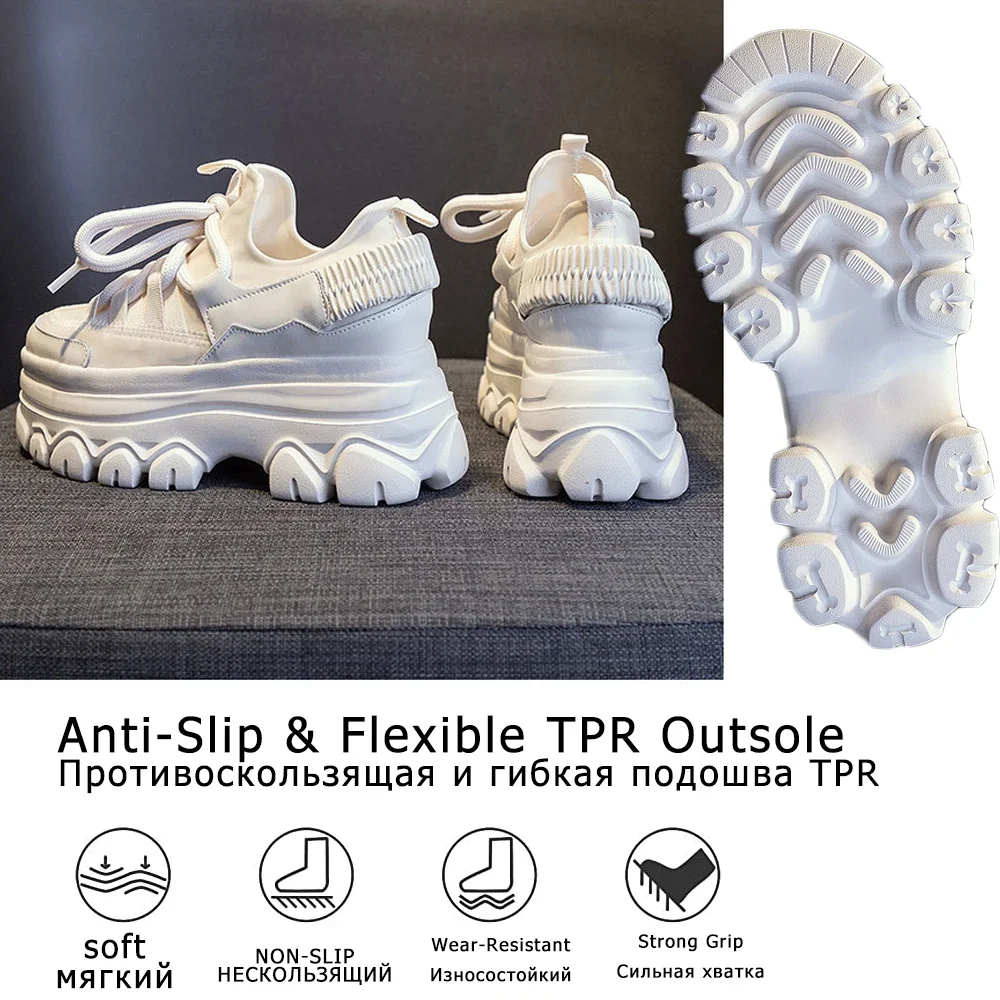 Women Sneakers Fujin 9cm Platform Wedge Sneakers Genuine Leather Chunky Sneakers for Female Spring Autumn Summer Breathable women shoes,casual sneakers,women sneakers