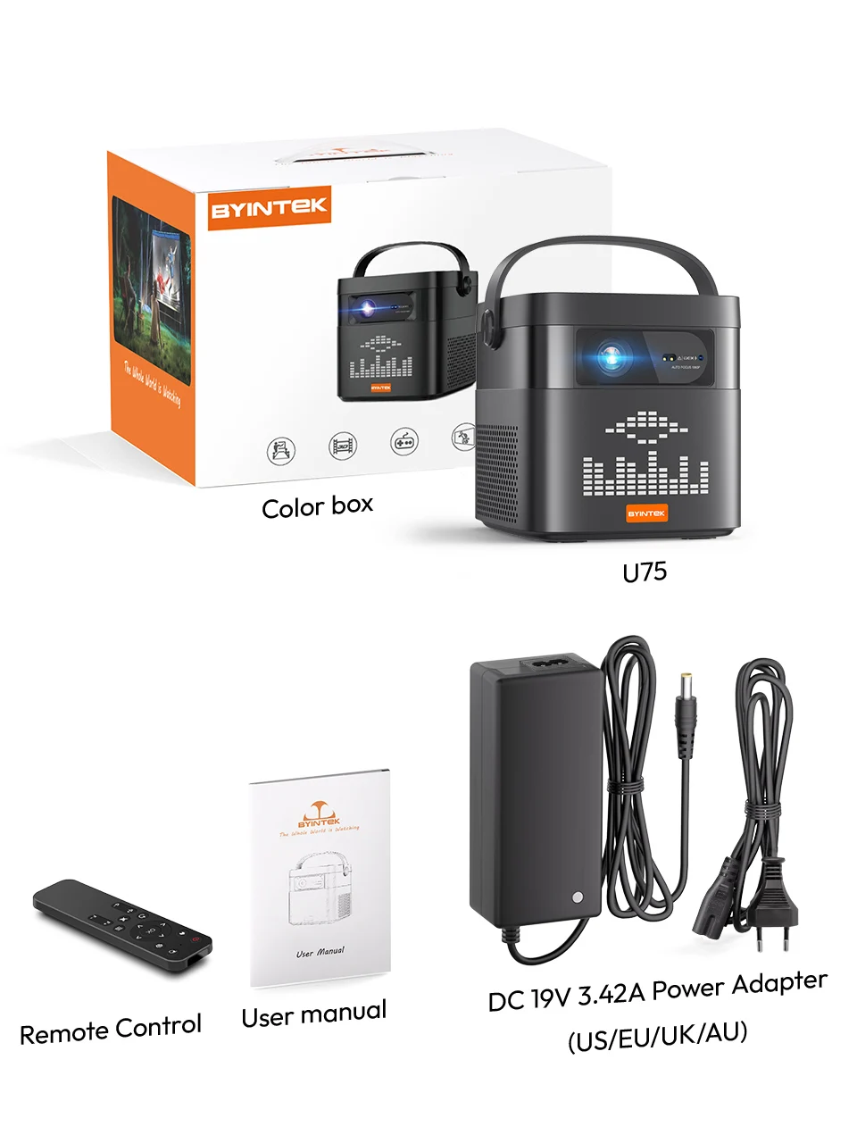 Portable Projector 4K 3D WiFi Full HD1080P Built-in 2 x 10W Speakers Home Theate
