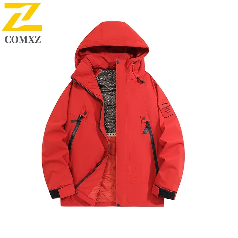 COMXZ New Outerwear Scratch Resistant Waterproof Travel Hiking Coat Work Windproof Breathable Stylish Men's Windbreaker Jacket